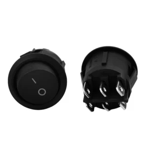 Heavy-Duty 6-Pin Round Rocker Power Switch – KCD1-206 (On/Off, Black)