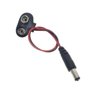 DC 9V Battery Button Power Plug with 5.5×2.1mm DC Male Connector for Arduino Mega 2560 & UNO(BW)